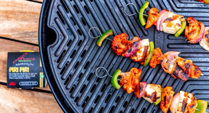 Piri Piri Chicken & Halloumi Skewers Recipe made with JD Seasonings