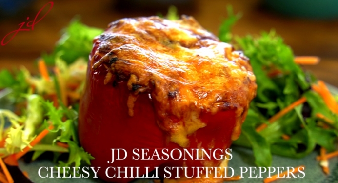 Recipe for Cheesy Chilli Stuffed Peppers from JD Seasonings