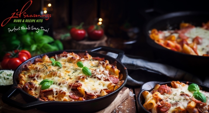 Pizza Pasta Bake Recipe made with JD Seasonings