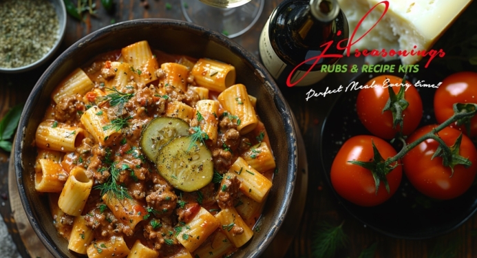 Bacon Cheeseburger Rigatoni Recipe made with JD Seasonings